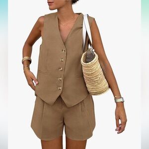 Pretty garden vest 2 piece set